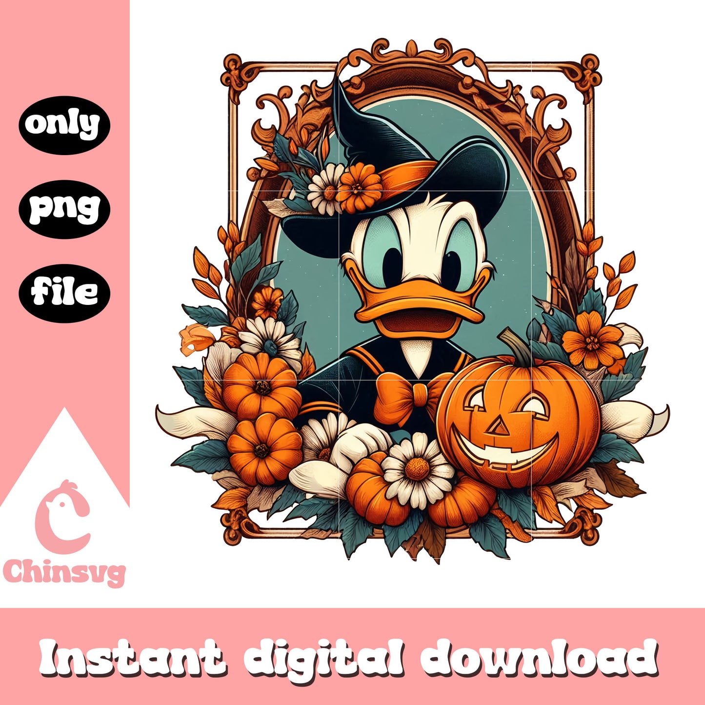 Donald duck and halloween pumpkin png, donald character png, disney casts png