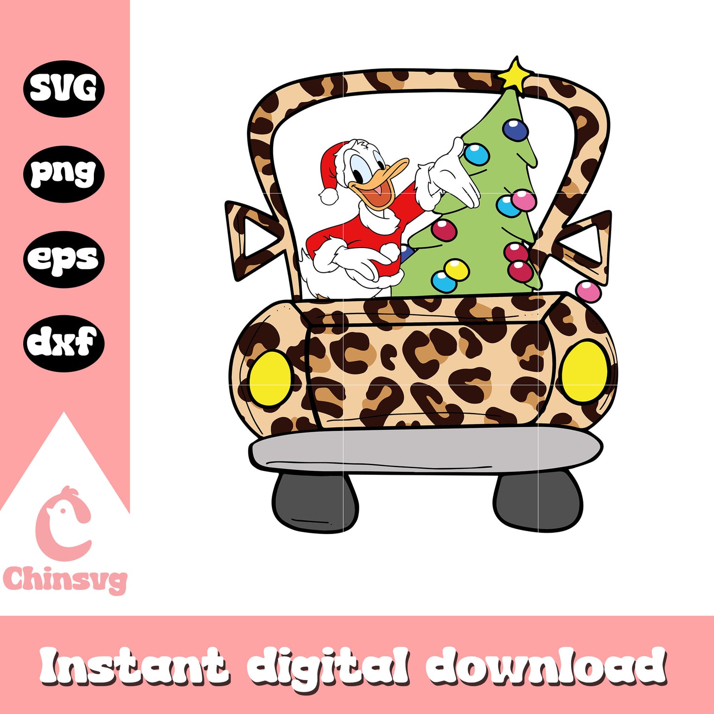 Donald duck drive christmas tree svg, disney christmas cruise svg