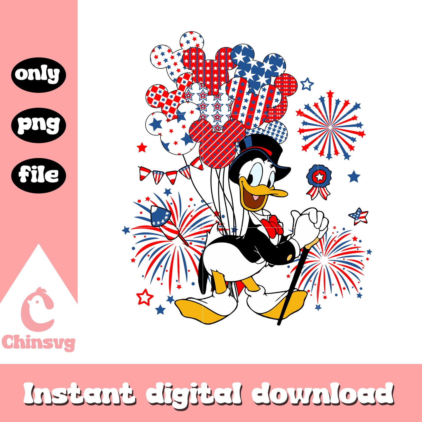 Donald duck happy independence day png, donald disney png
