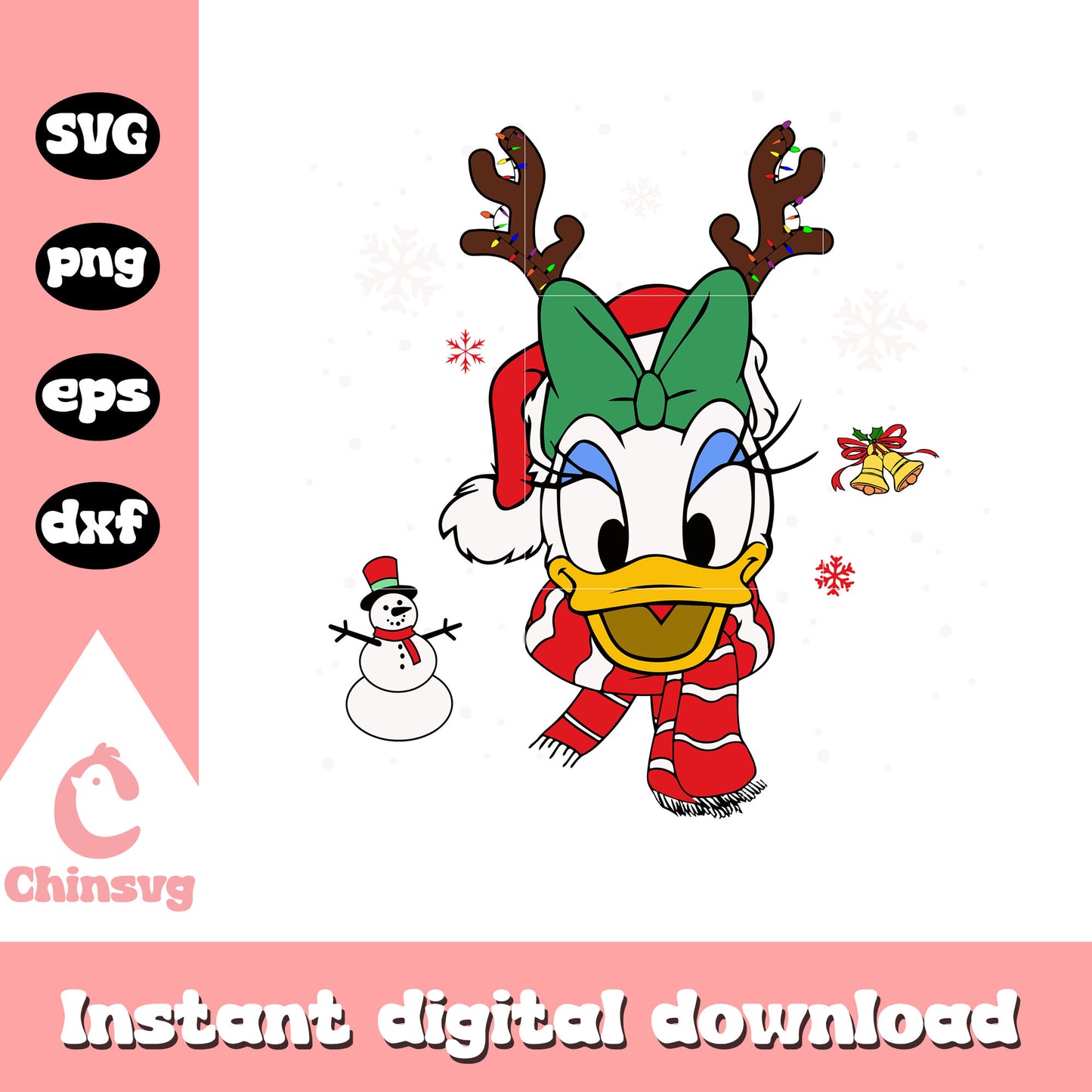 Donald duck head christmas reindeer svg, christmas holiday svg