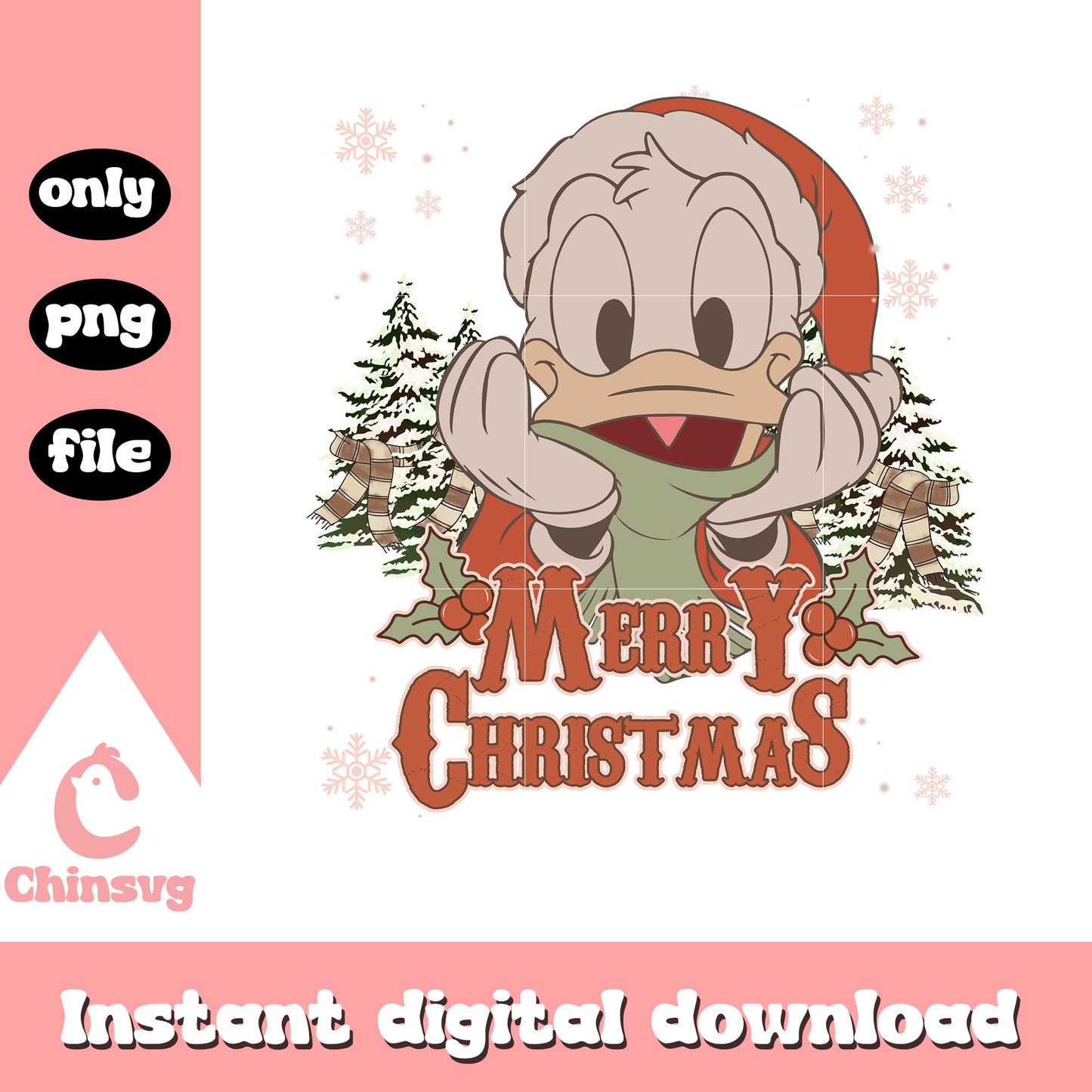 Donald duck merry christmas png, christmas tree png