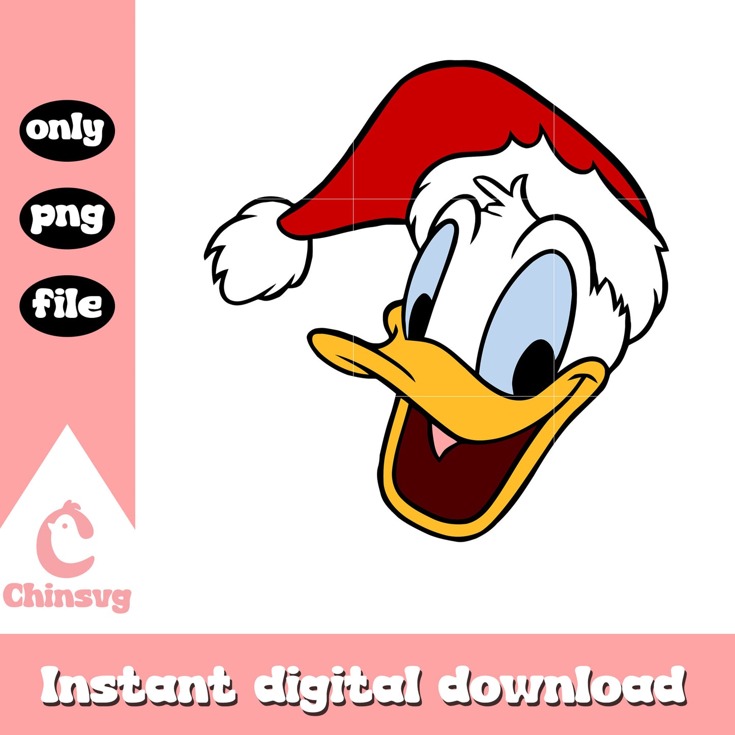 Donald face santa hat christmas png, christmas donald duck png