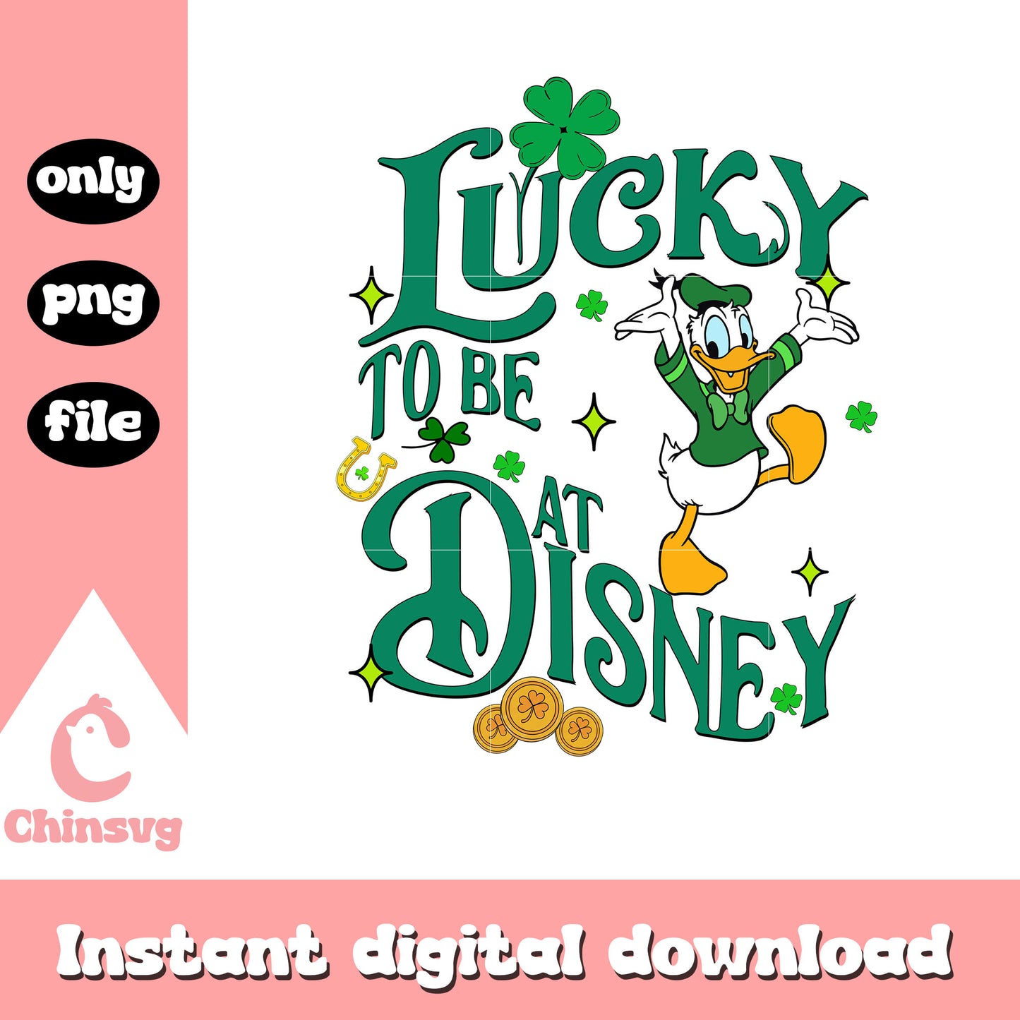 Donald lucky tobe at disney png, happy saint patricks day png