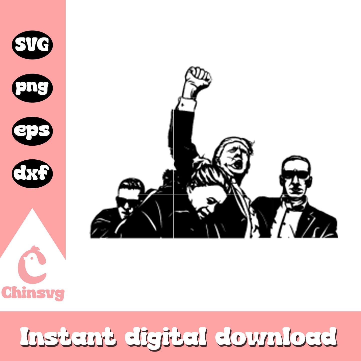 Donald trump shot black white svg, donald trump ear shot svg