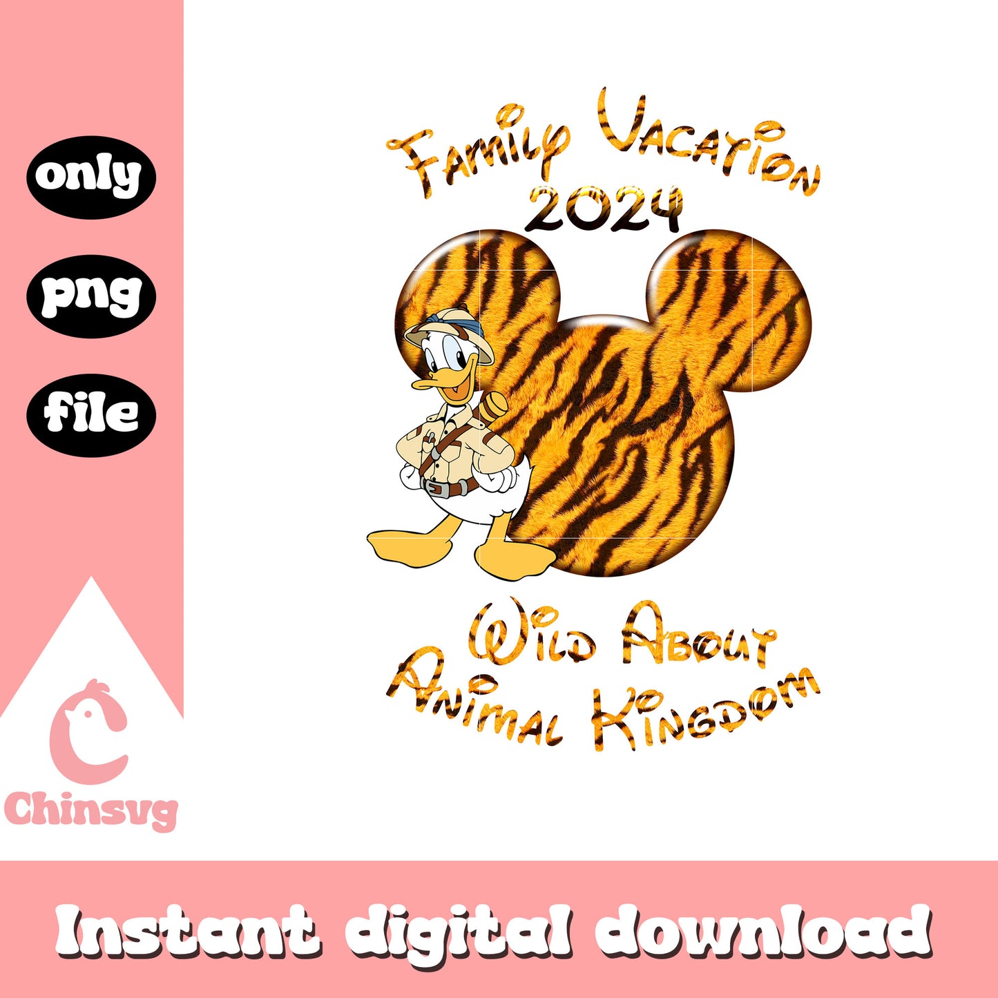 Donald wild about animal kingdom png, family vacation png