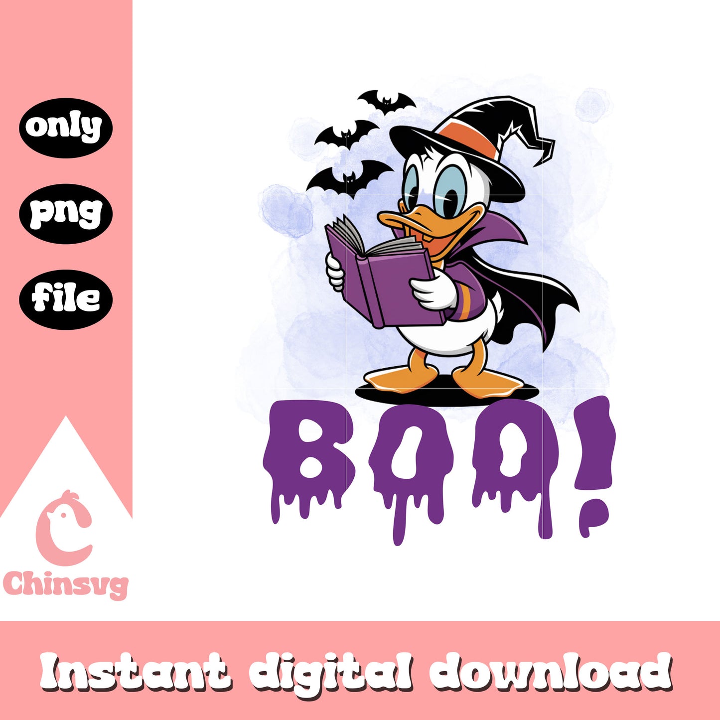 Donald witch boo halloween png, halloween costume png