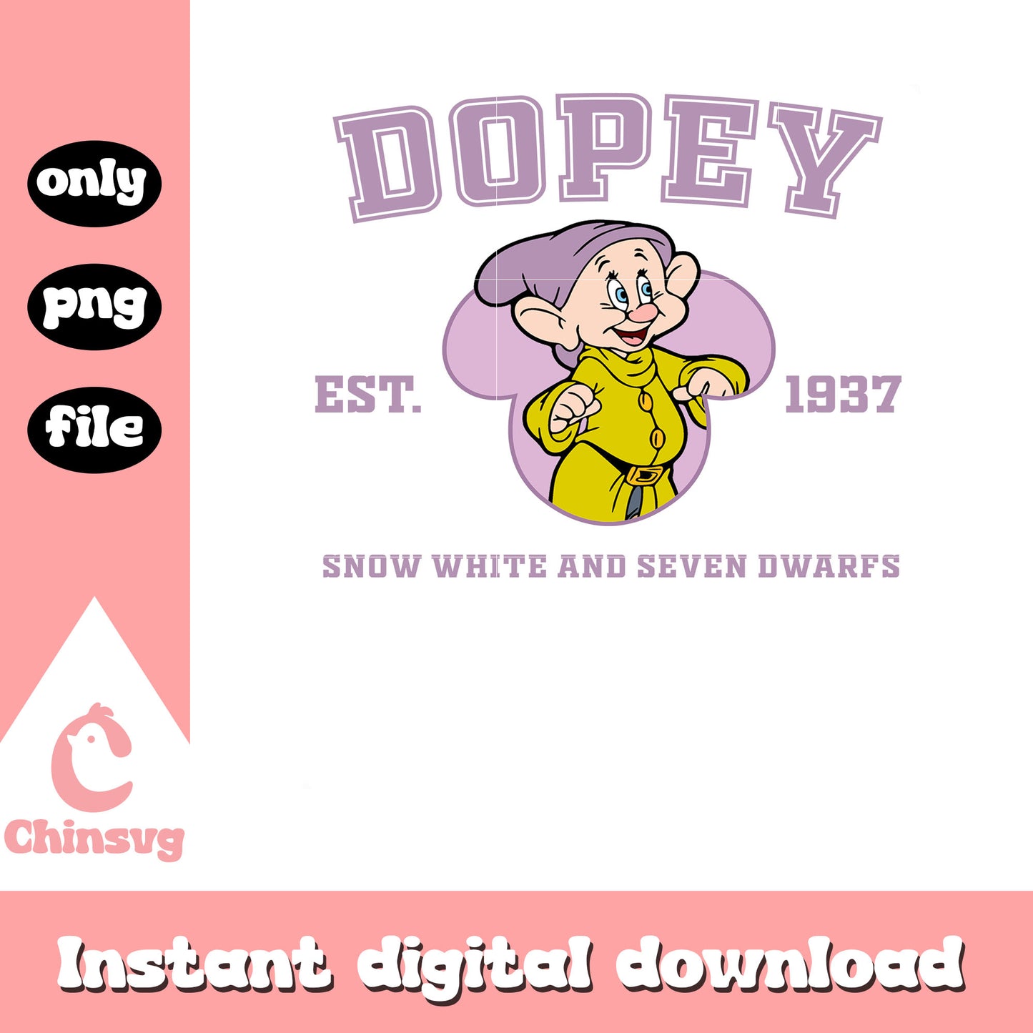 Dopey est 1937 snow white png, snow white and seven dwarfs cartoon png