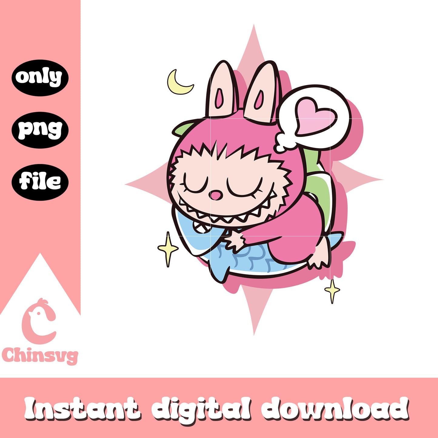 Dreamy cuddle labubu clipart design png, the monsters labubu png