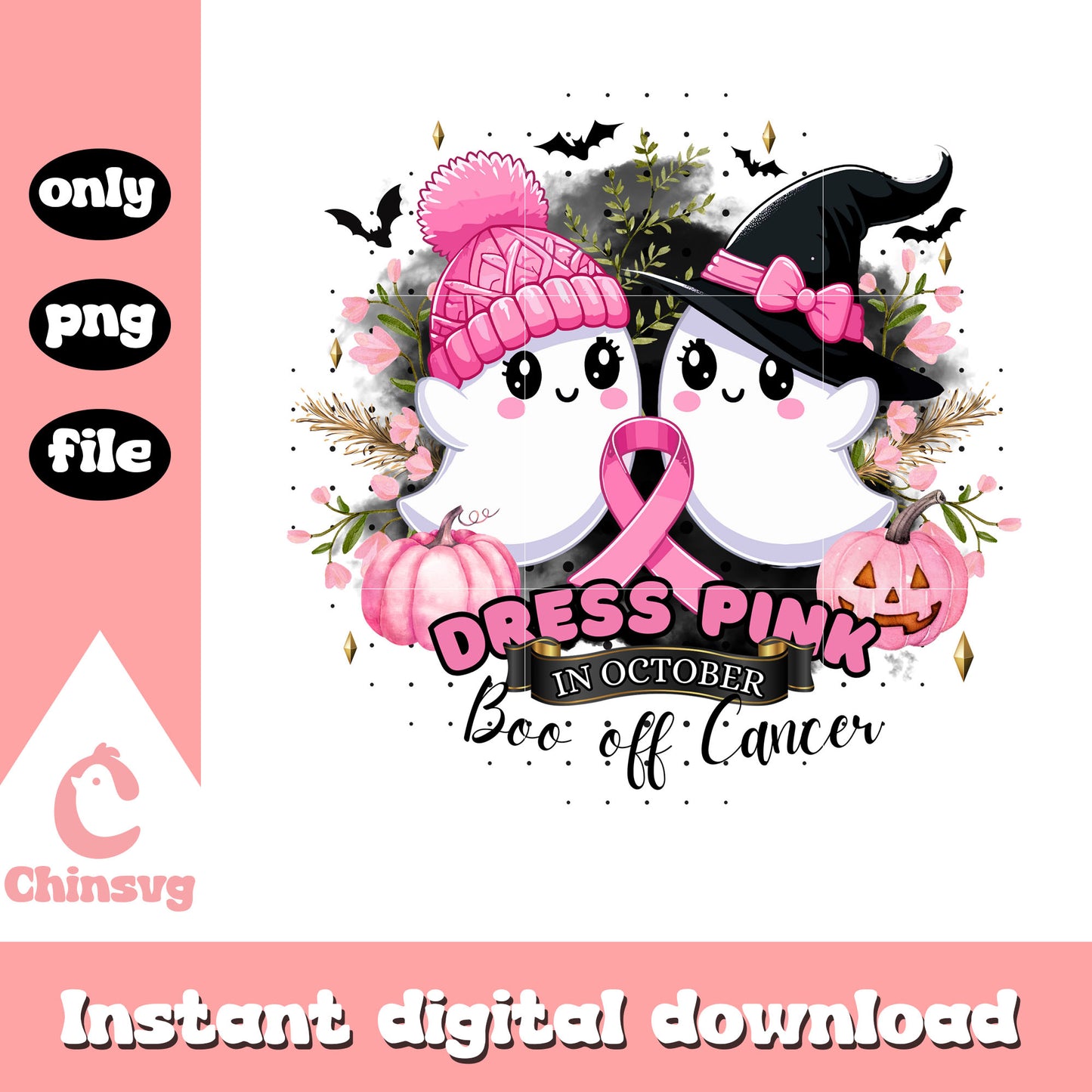 Dress pink in october boo off cancer png, autism awereness png