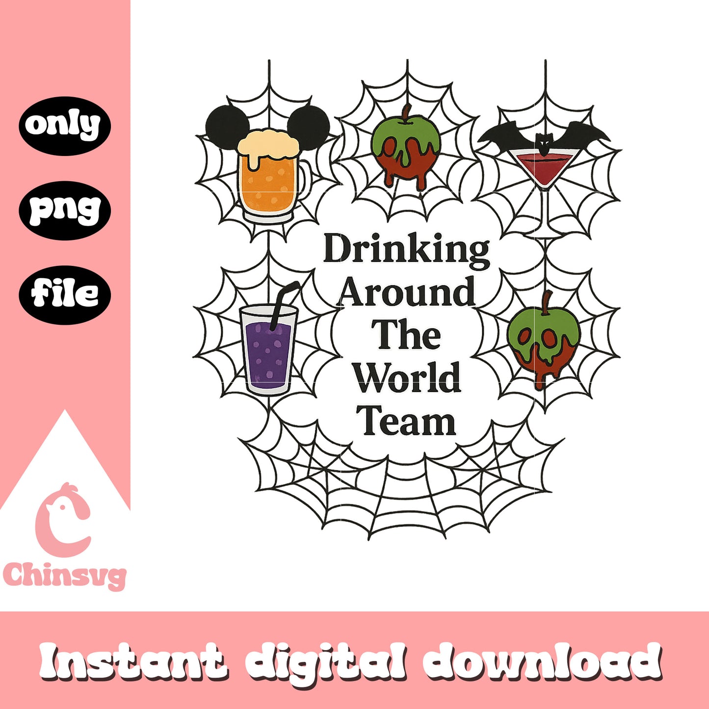 Drinking around the world team quote spiderweb png, halloween art png