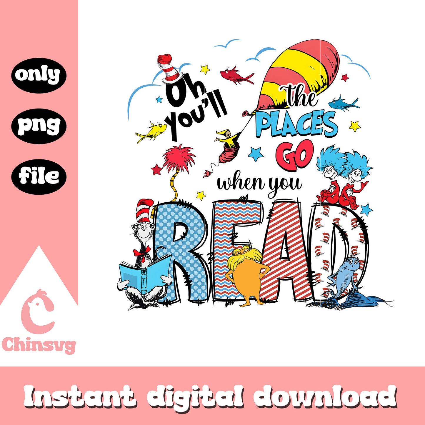 Dr seuss characters reading book png, dr seuss characters png, read png