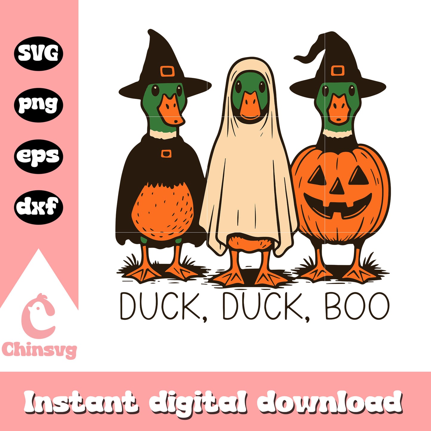 Duck duck boo hallowen design svg
