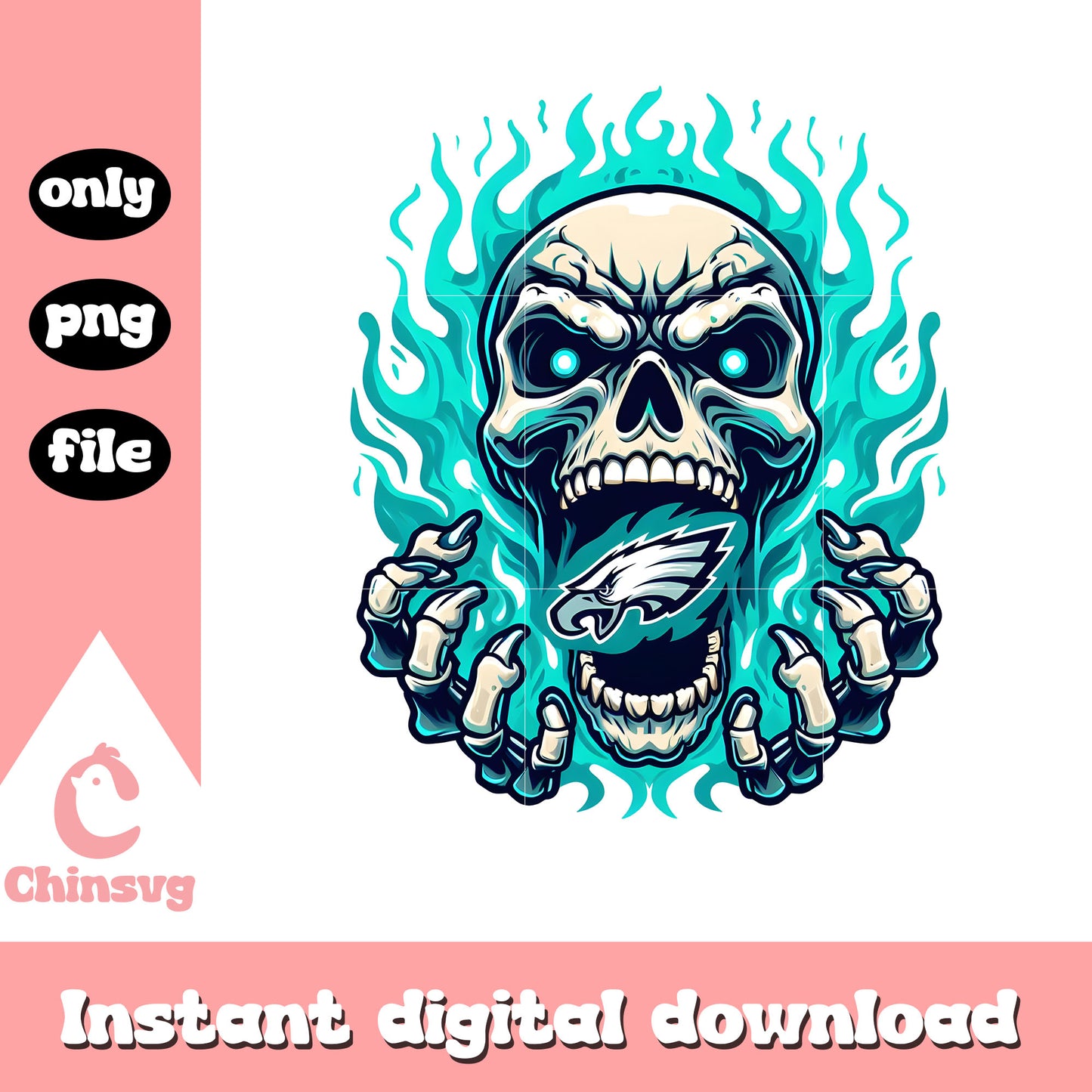 Eagles skullcap green logo png, nfl philadelphia eagles png