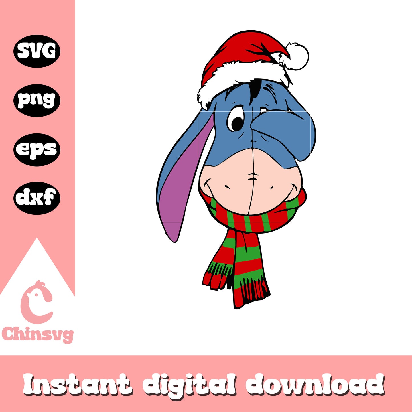 Eeyore santa hat svg, eeyore svg, winnie the pooh svg, chirstmas svg