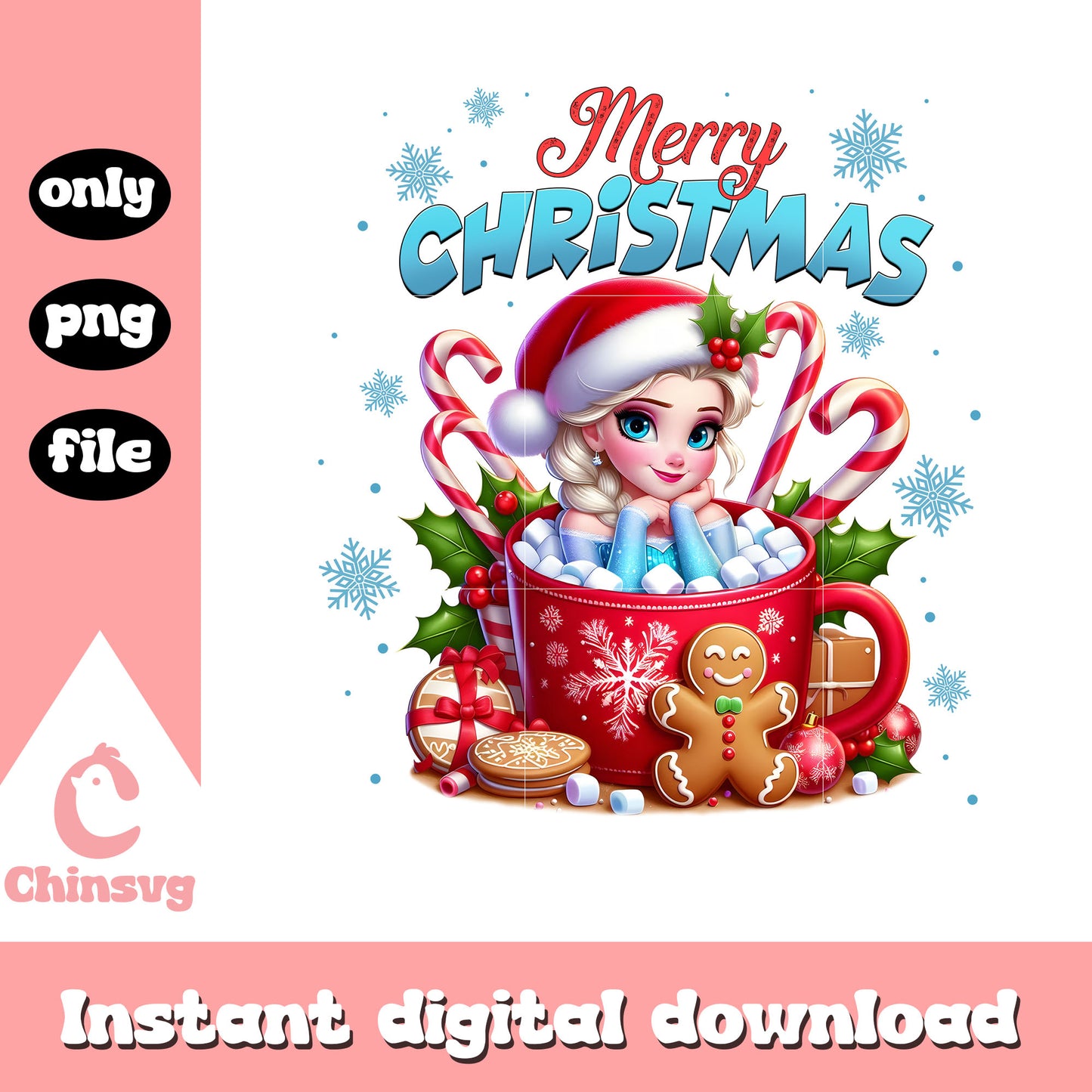 Elsa coffe mug merry christmas png, frozen movie png
