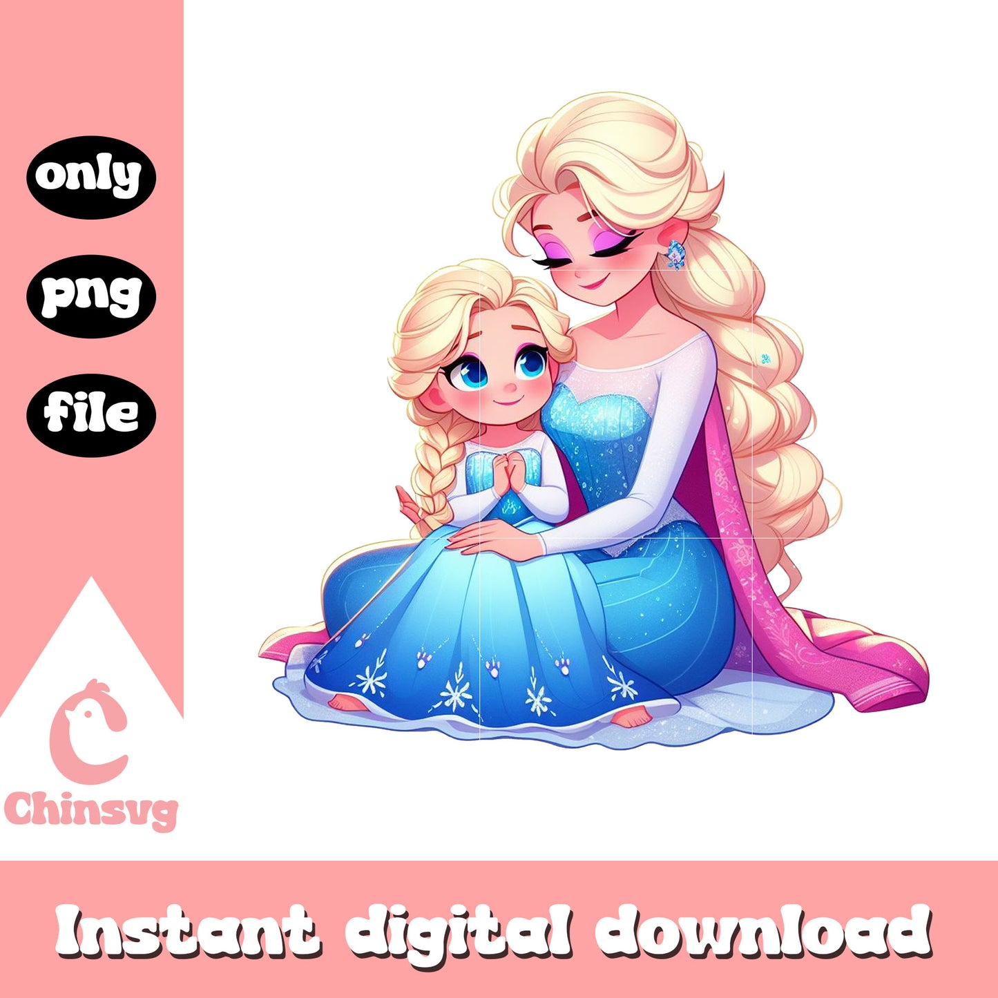 Elsa disney mom and daughter png, disney mom png, frozen png