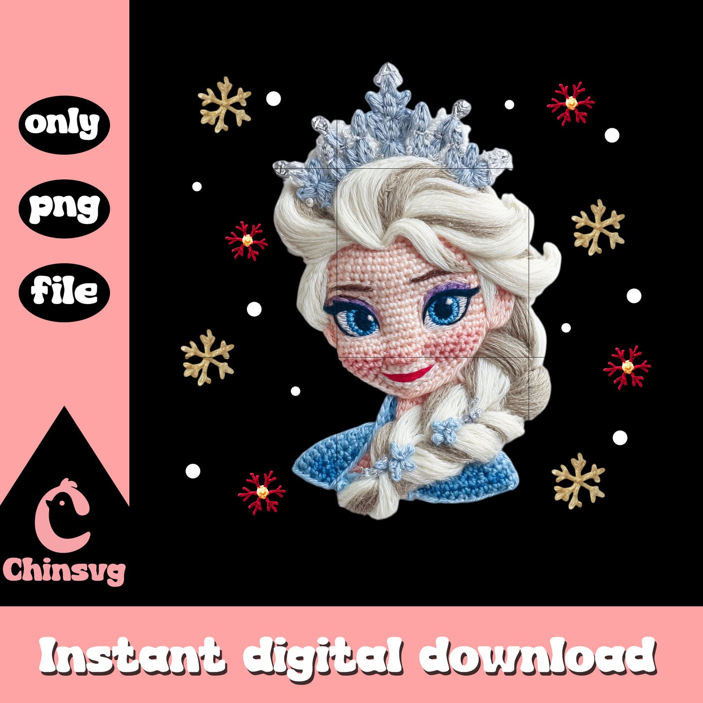 Elsa queen christmas patchwork png, frozen movie png