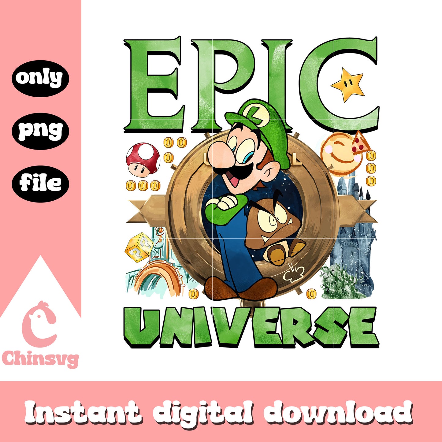 Epic universe luigi character design png, luigi mario png