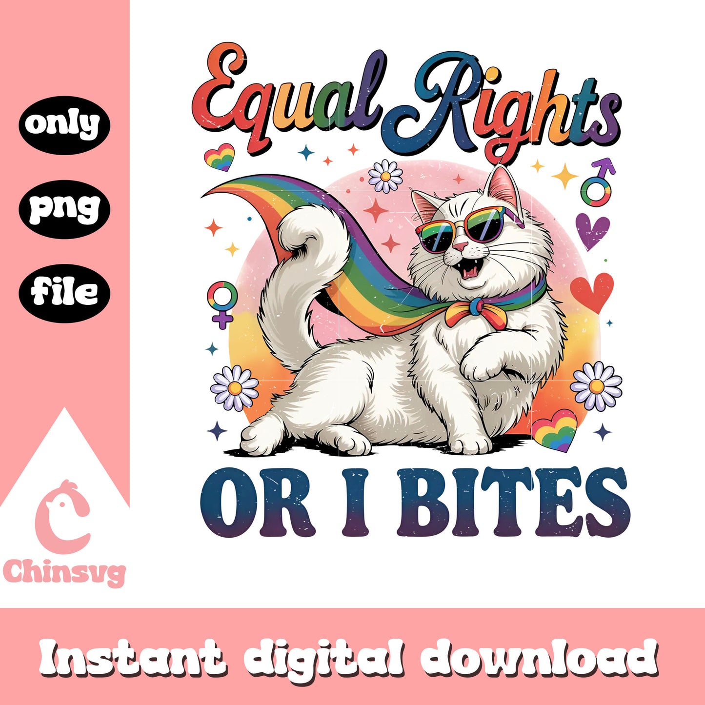 Equal rights or i bites design png, feminist quotes png