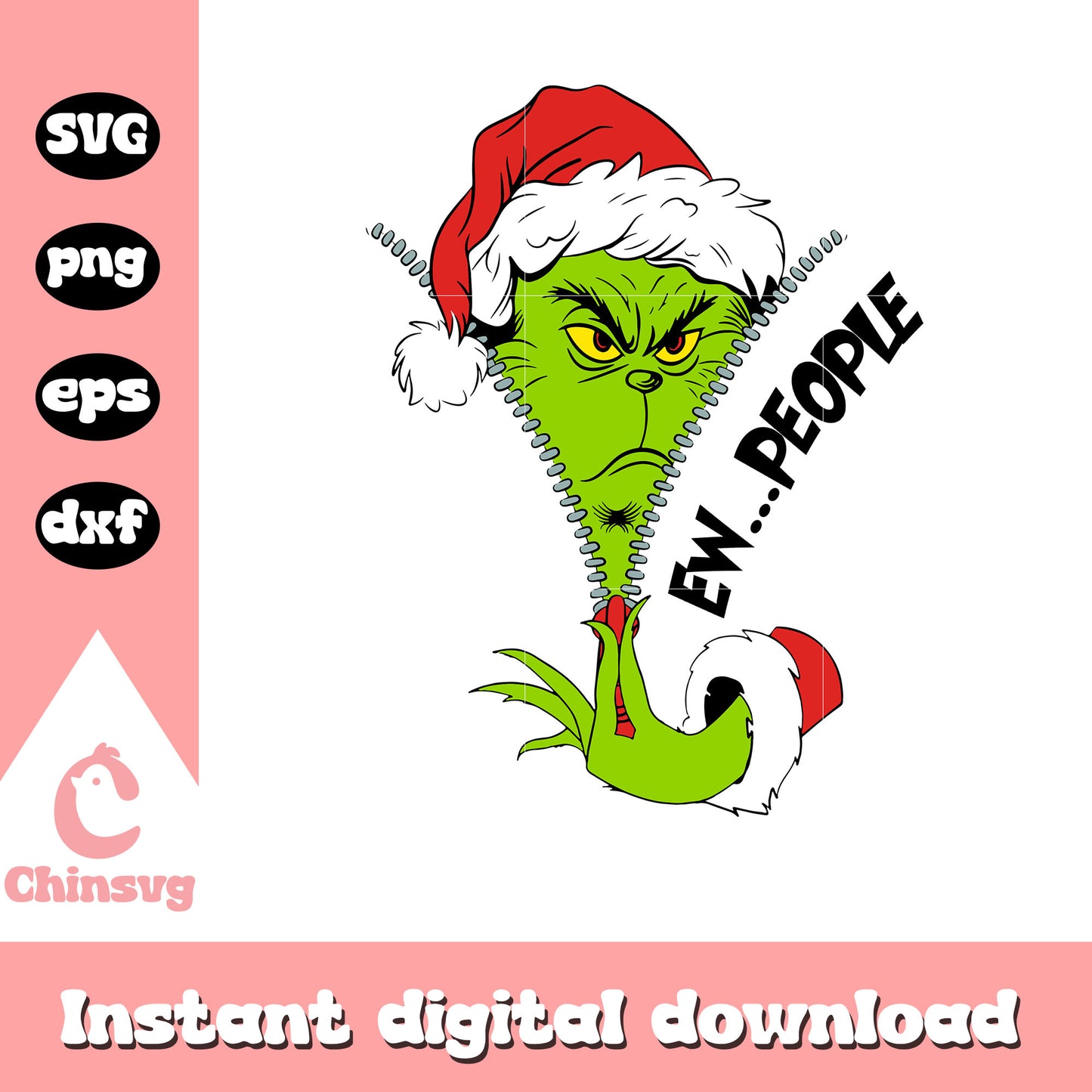 Ew...people grinch zipper svg, how the grinch stole christmas svg
