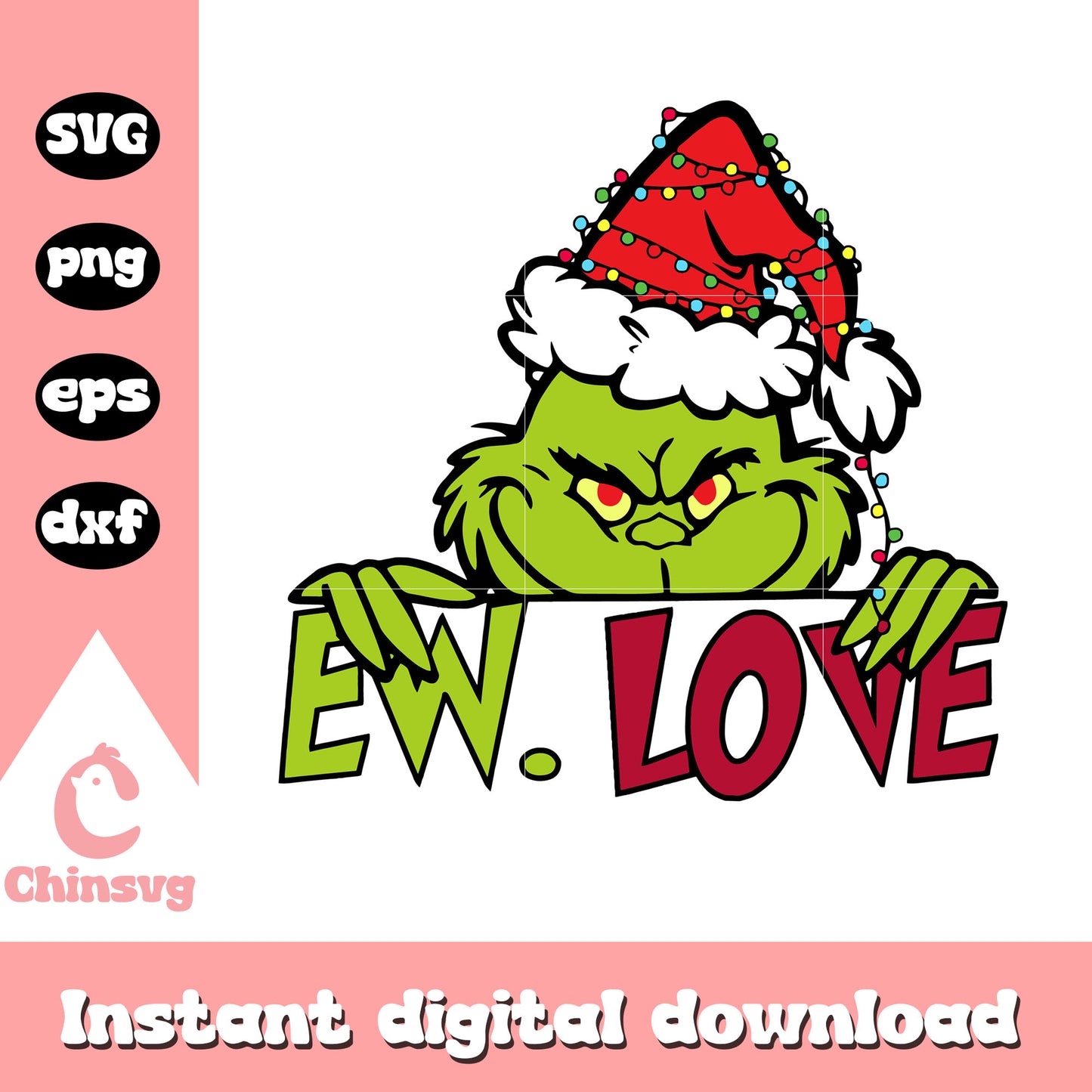 Ew love grinch santa christmas svg, the grinch santa hat svg