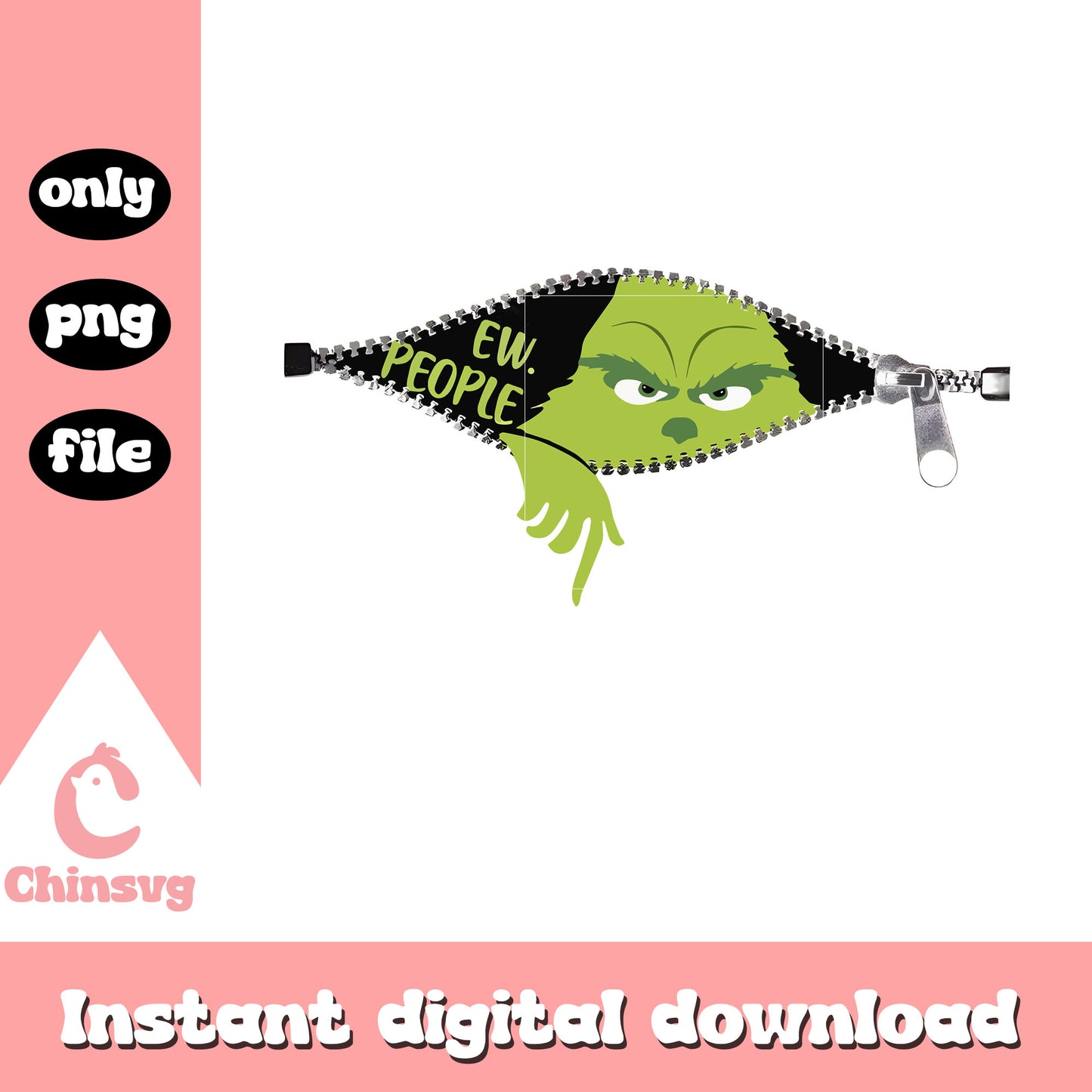 Ew people grinch eyes christmas design png, grinch zip up png