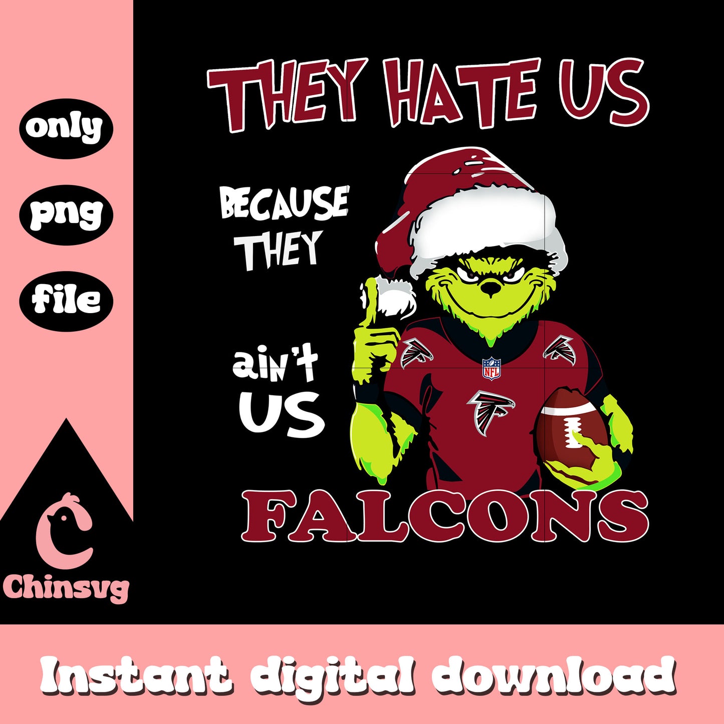 Falcons grinch design logo png, atlanta falcons football png