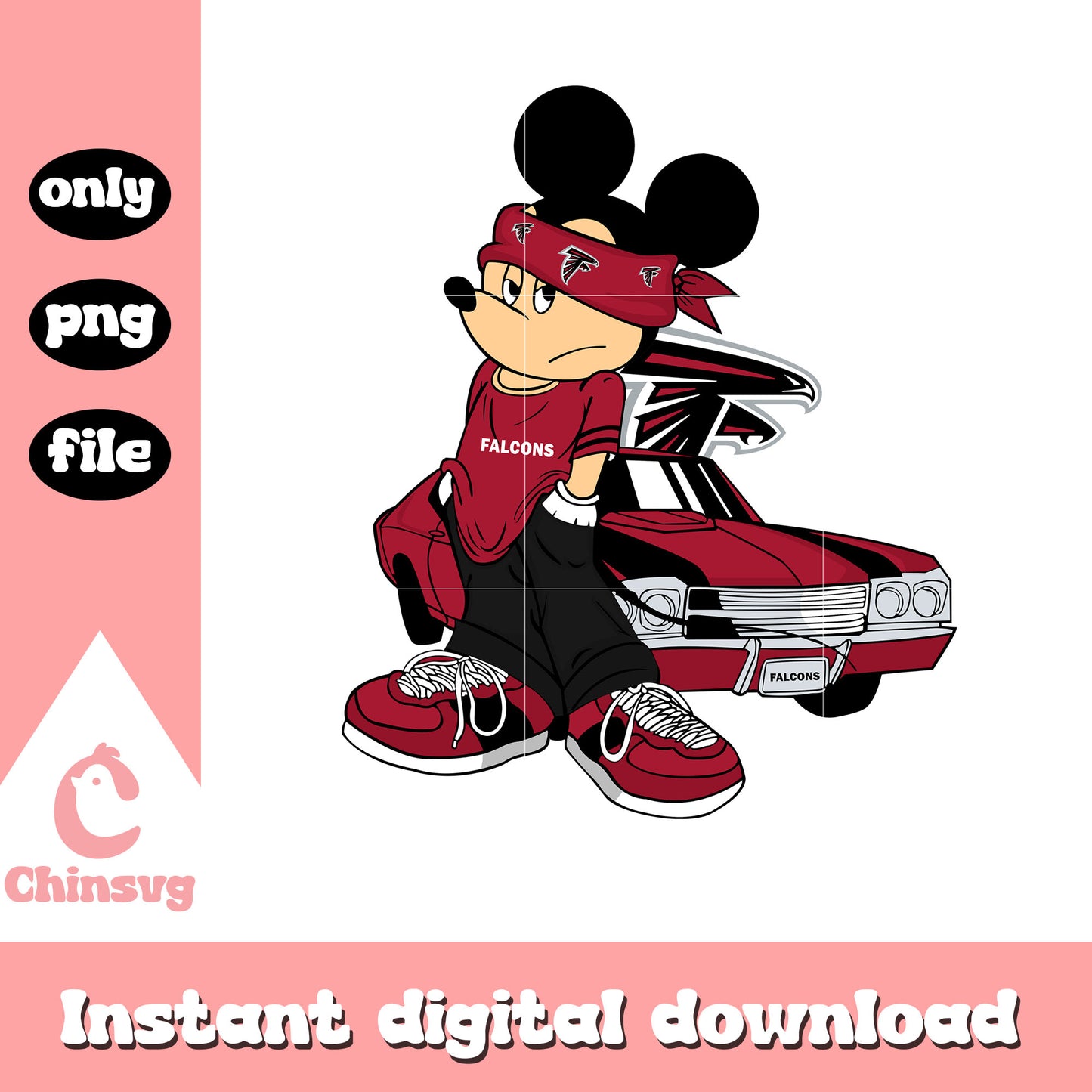 Falcons mickey custom logo png, nfl atlanta falcons png