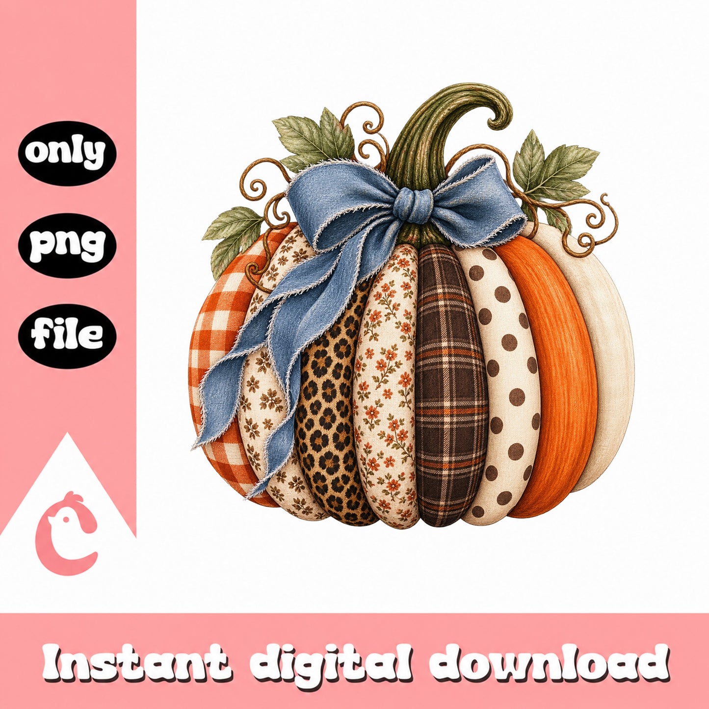 Fall Pumpkin Clipart Bundle, Leopard Print Pumpkin, PNG File