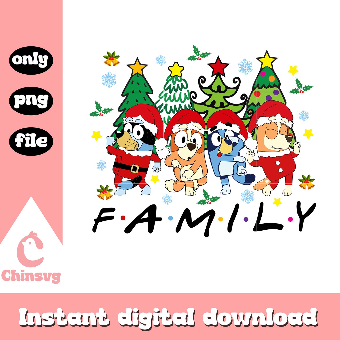 Family bluey bingo christmas tree png, bingo bluey png