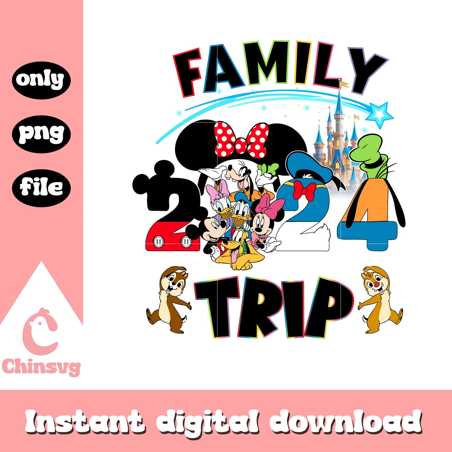 Family trip 2024 mickey and friends png, family trip png