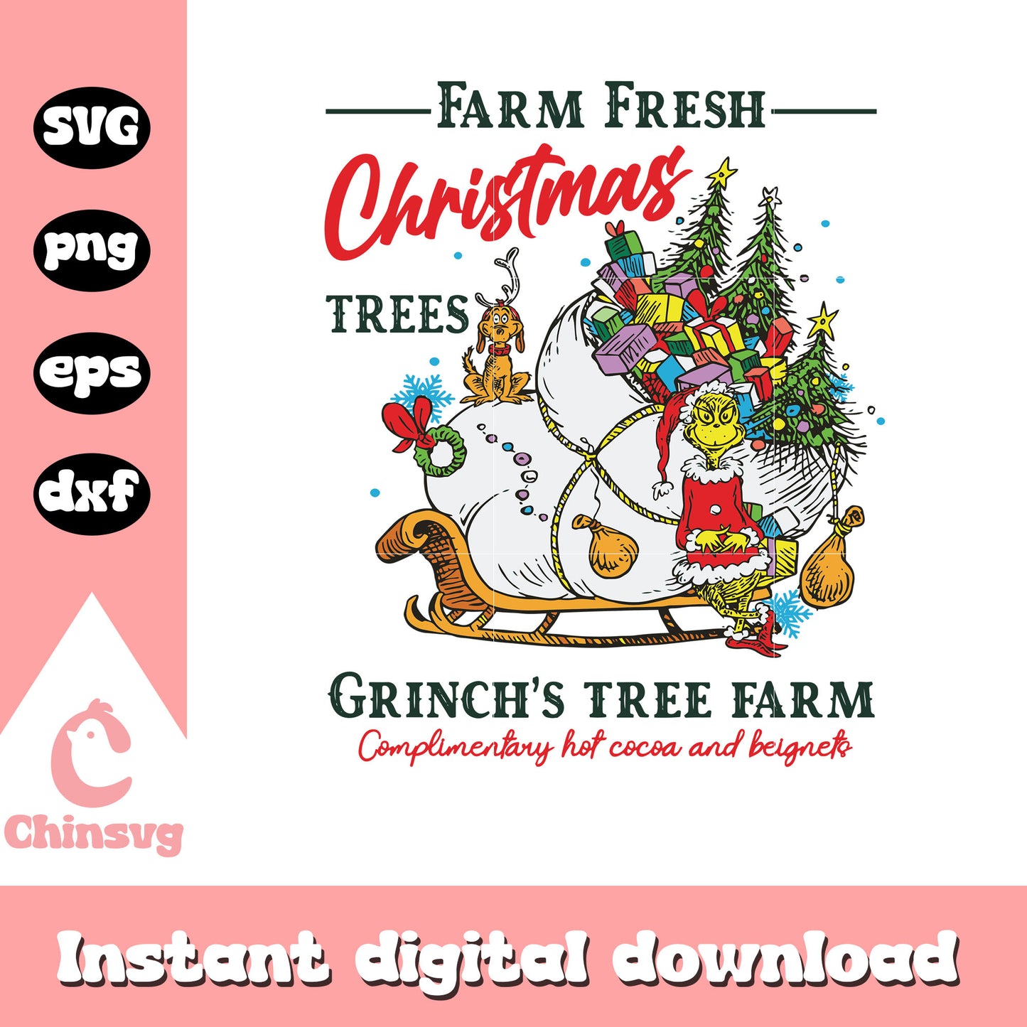 Farm fresh christmas tree grinch svg, farm fresh christmas trees svg