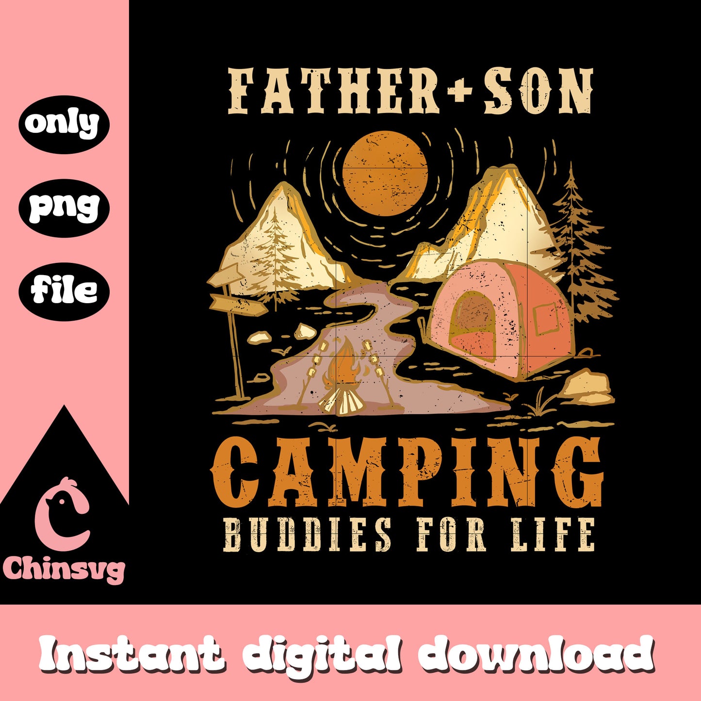 Father and son camping buddies for life png, father and son png