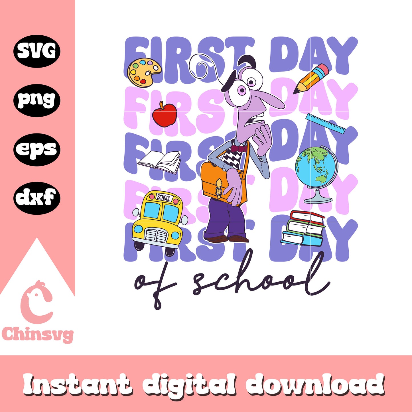 Fear character first day of school svg, inside out fear svg
