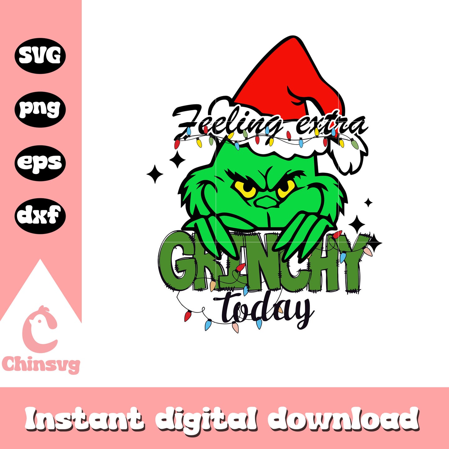 Feeling extra grinchy today christmas light svg, extra grinchy svg