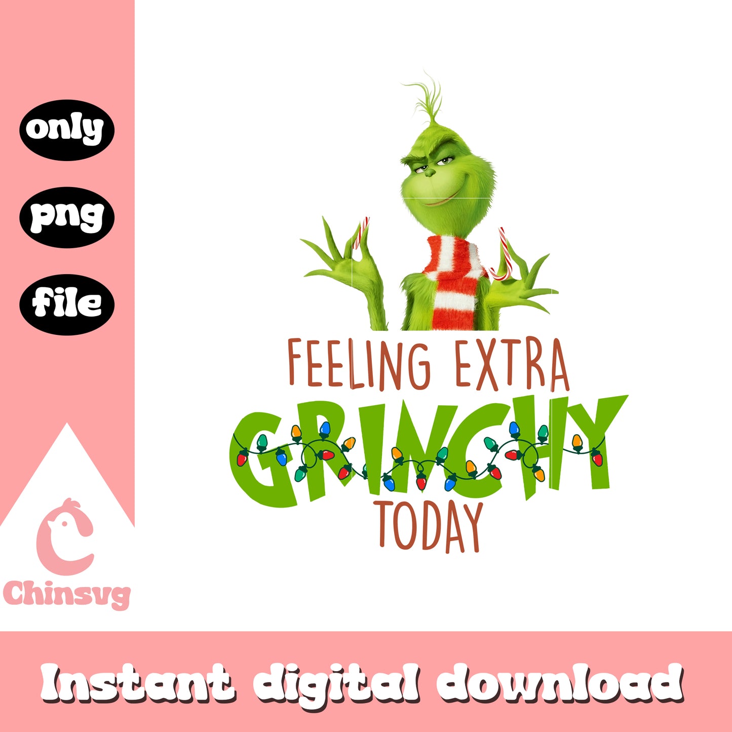 Feeling extra grinchy today quote png, grinch quote christmas png
