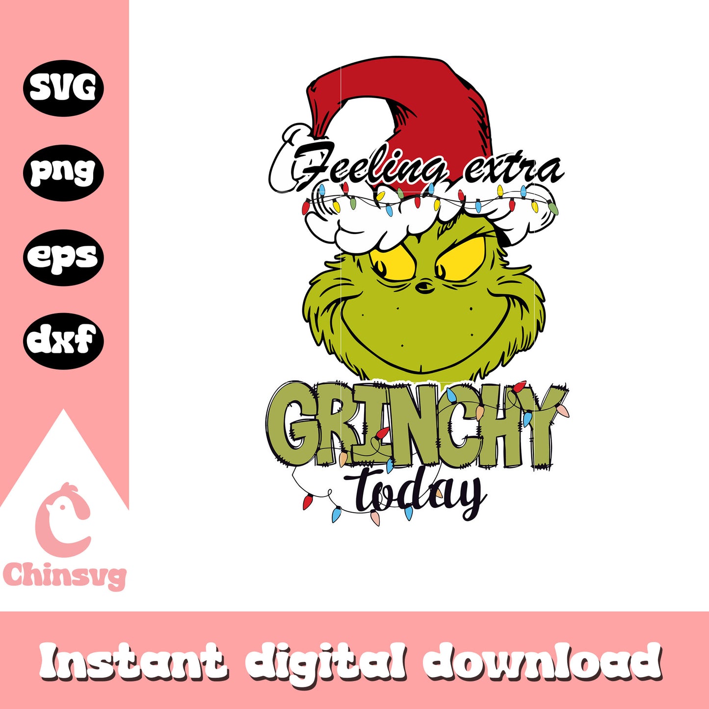 Feeling extra grinchy today santa hat svg, grinch head svg