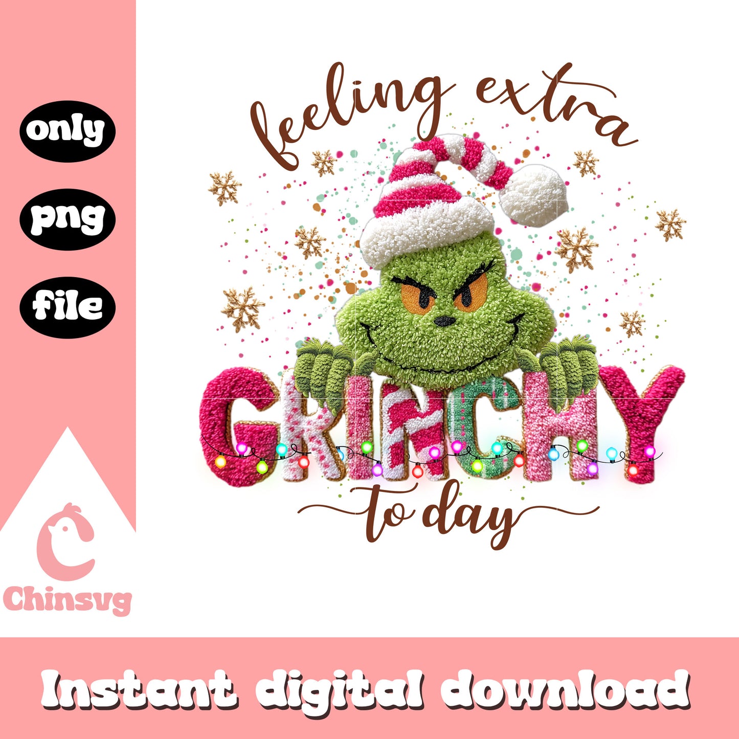 Feeling extra grinchy today patchwork png, grinch character png