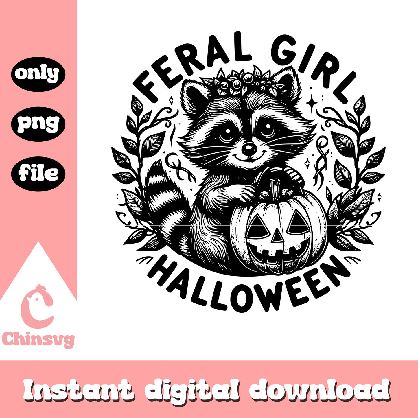 Feral girl halloween and pumpkin png, trick or treat png