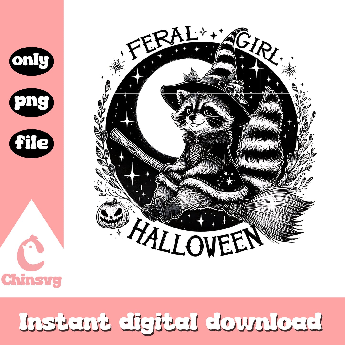 Feral girl halloween gothic design png, halloween decor png