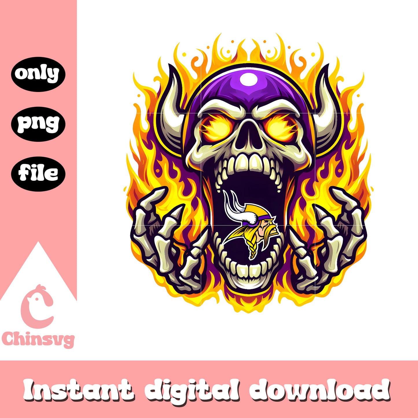 Fire skullcap vikings custom png, minnesota vikings news png