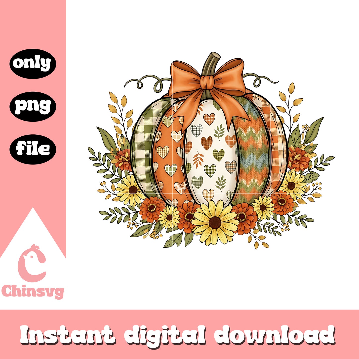 Floral pumpkin fall design png, fall season start png, halloween png