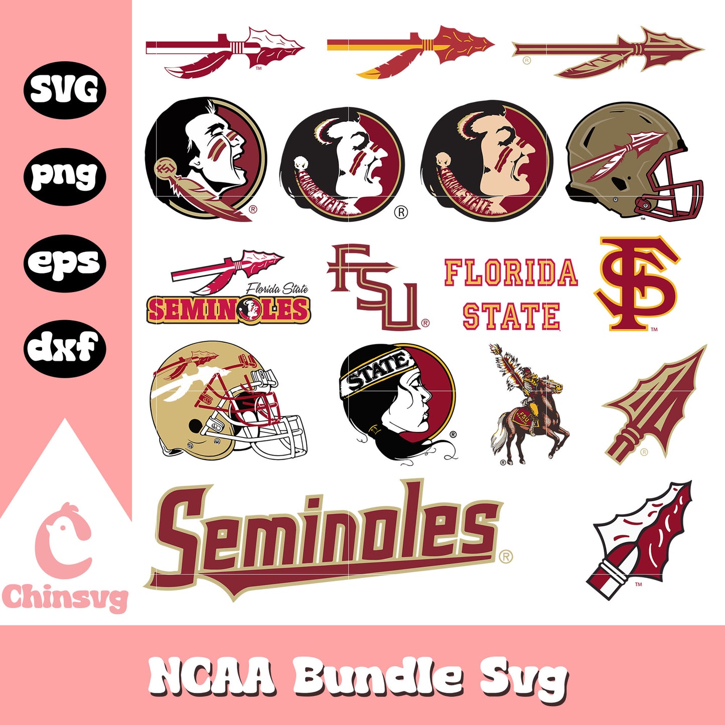 Florida State Seminoles logo bundle svg, ncaa logos svg