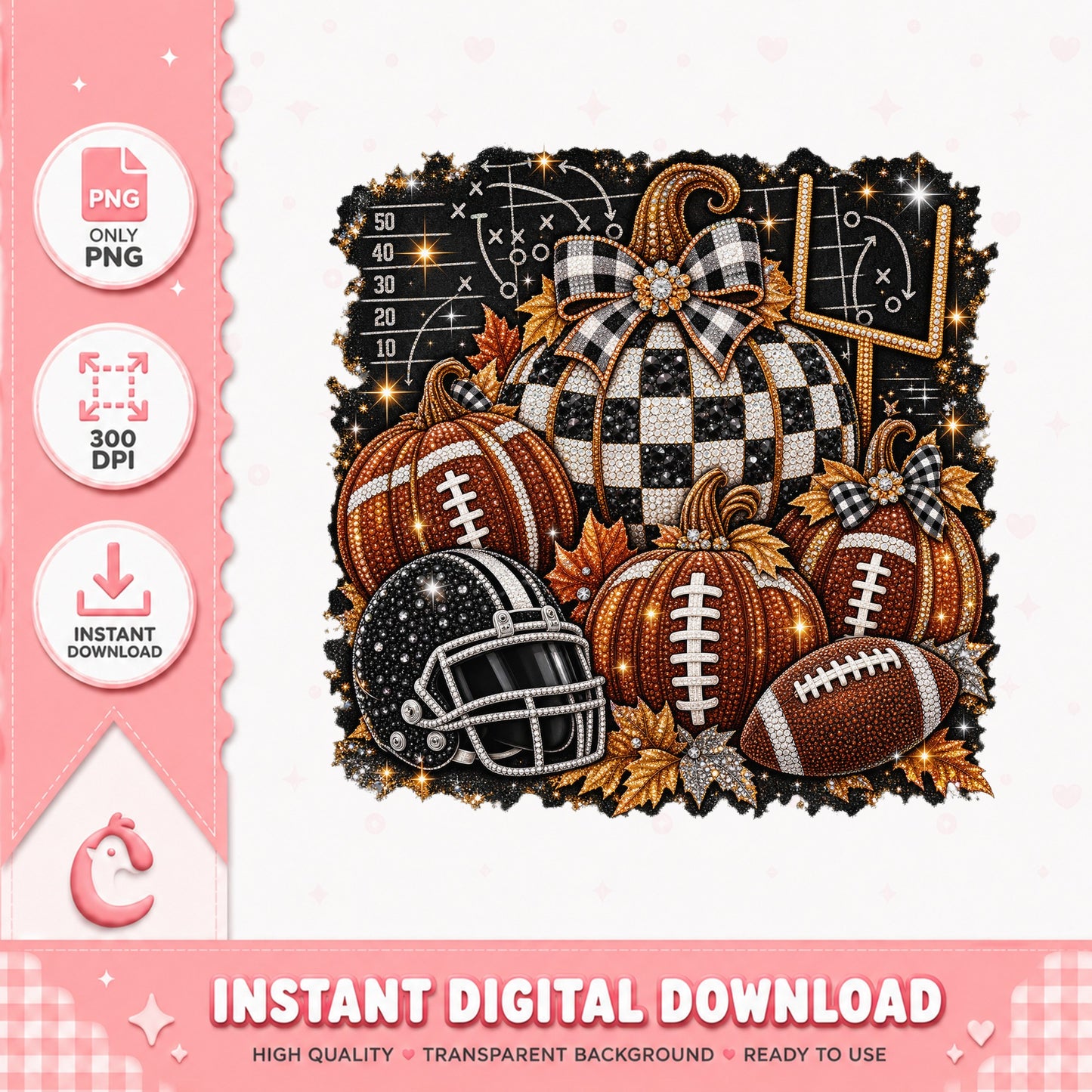 Football Pumpkin PNG, Fall Sports Clipart, Sublimation PNG