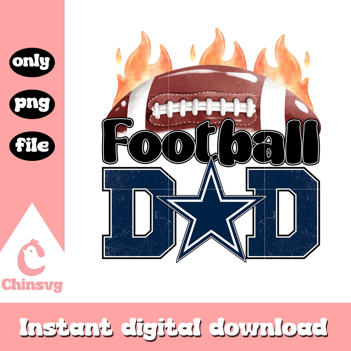 Football dad Dallas Cowboys png, football ball png