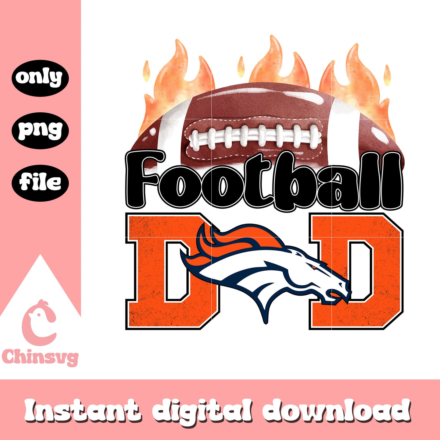 Football dad Denver Broncos logo png, rugby ball png