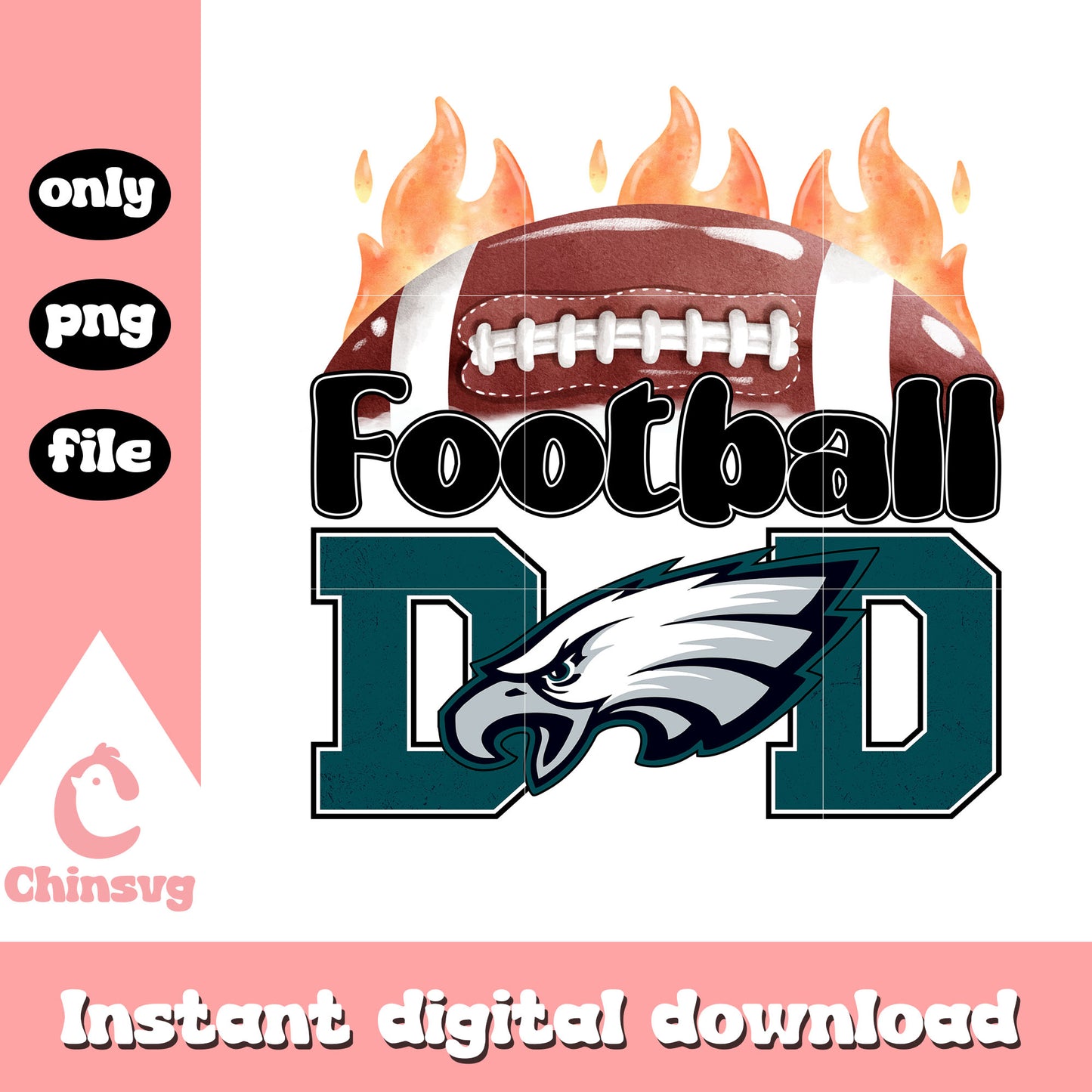 Football dad eagles design png, nfl philadelphia eagles png