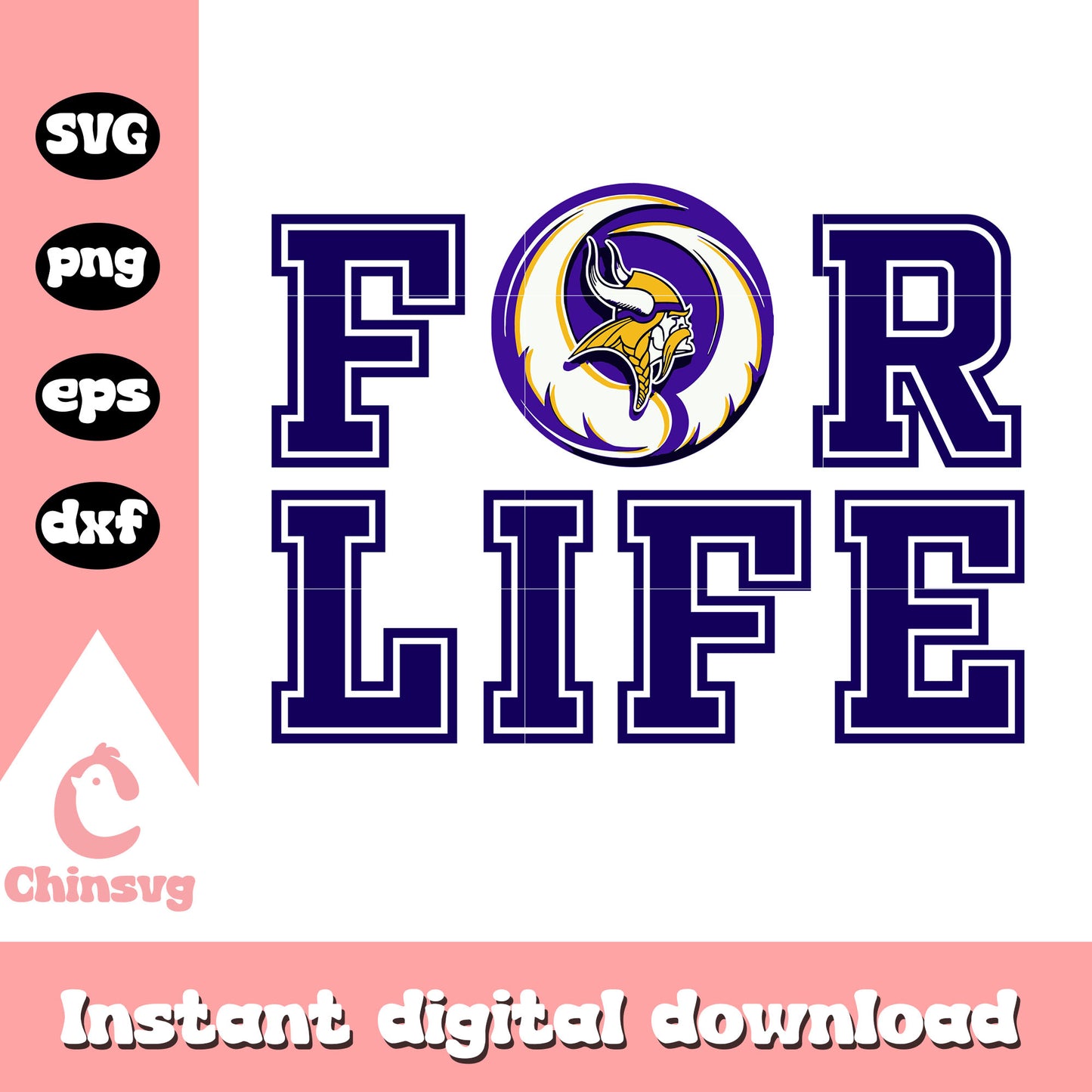 Football minnesota vikings for life logo svg, vikings football game svg