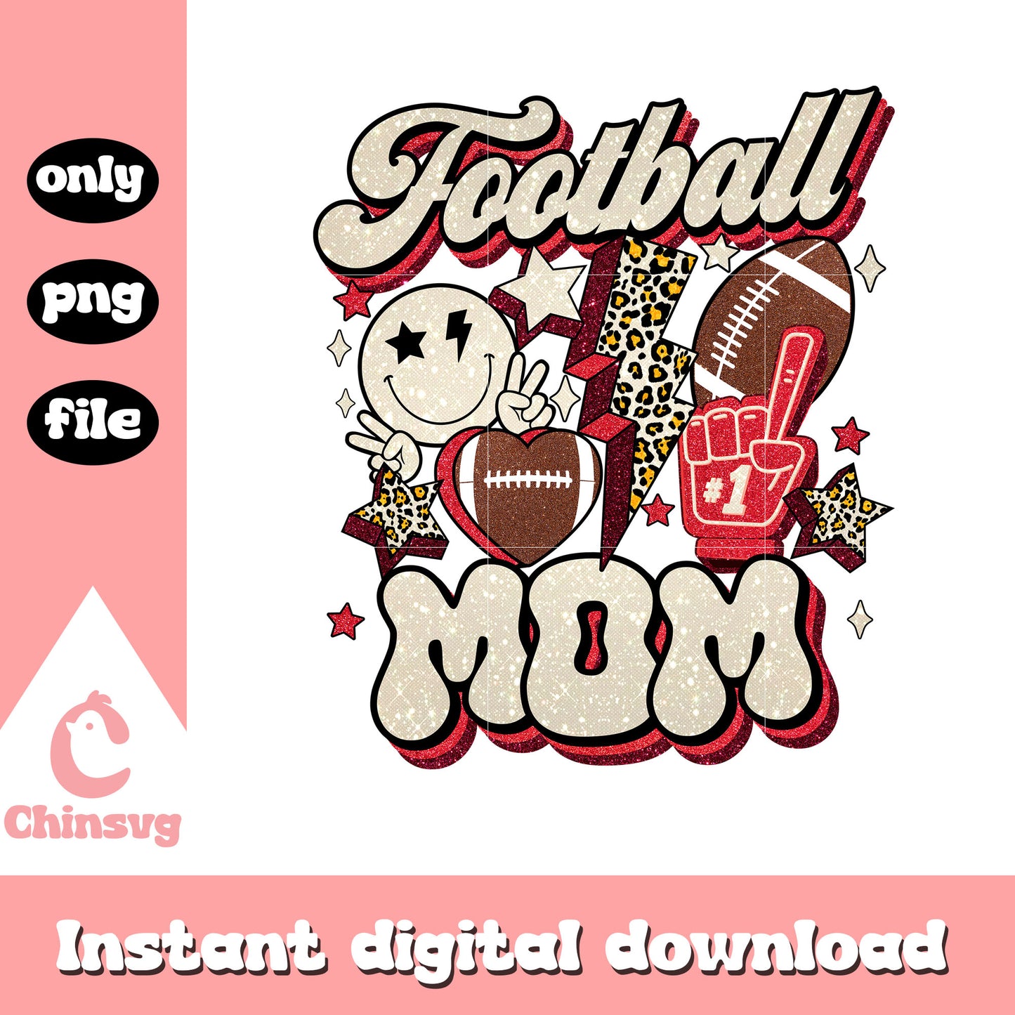 Football mom groovy disco ball png, disco ball png, football png