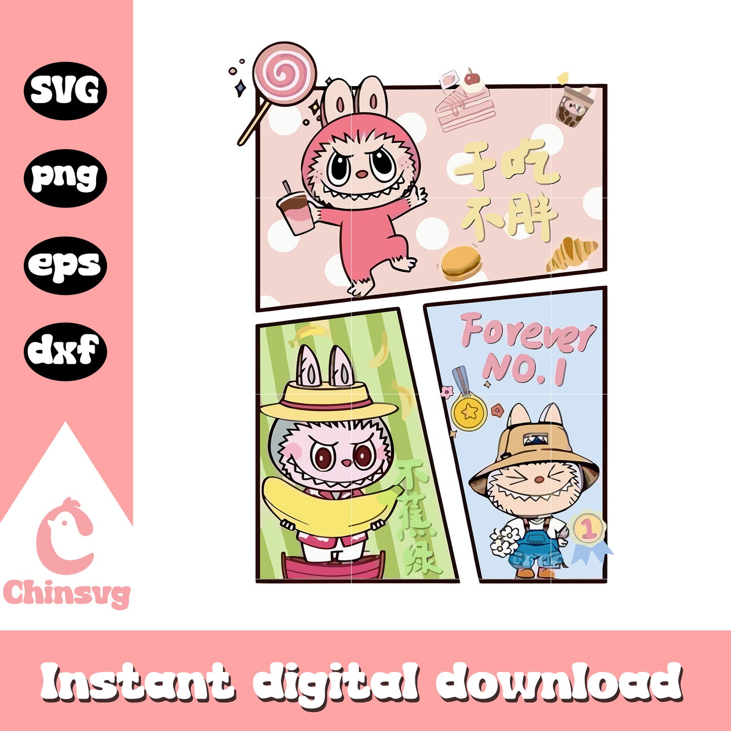 Forever no1 labubu cute doll design svg, baby labubu svg